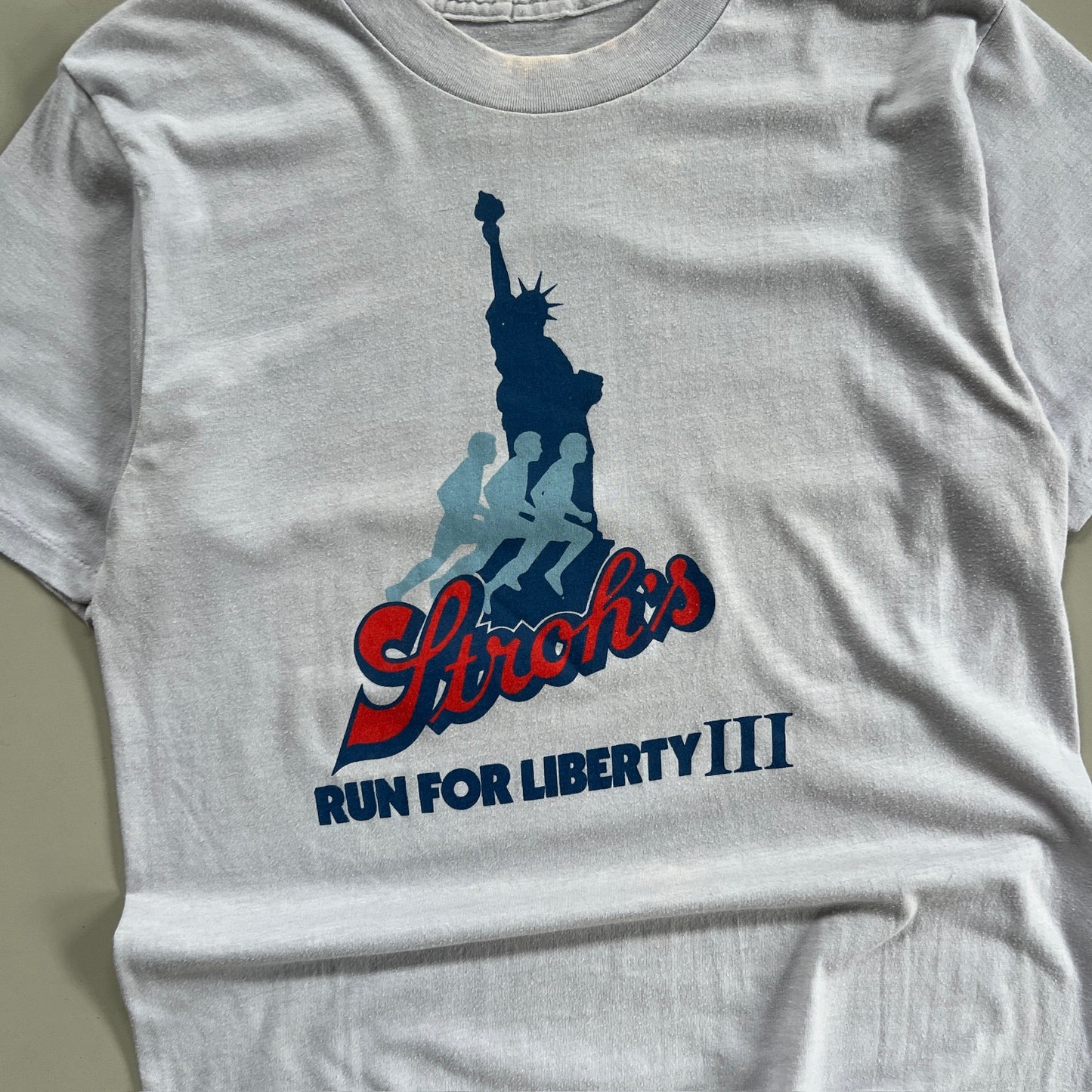 Large 1970s Stroh's Run for Liberty Adidas T-shirt