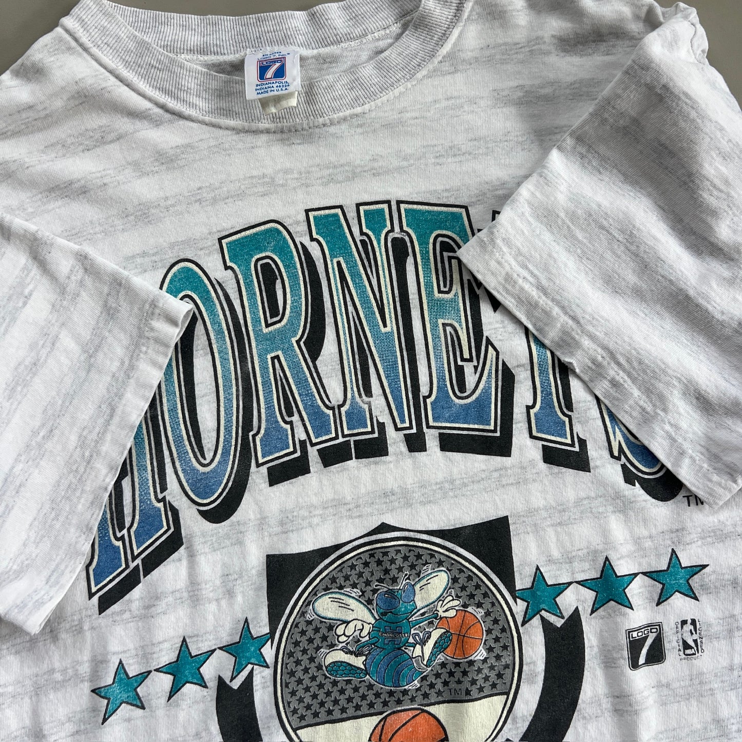 Medium 1980s Charlotte Hornets Logo7 T-shirt