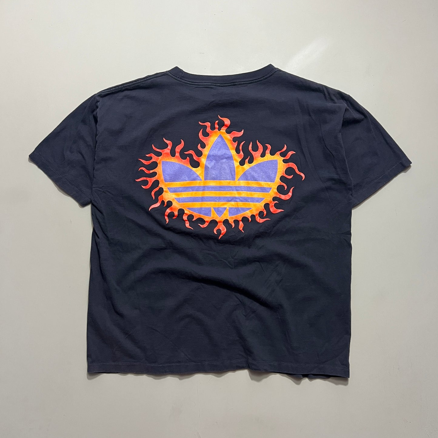 Large 90s Adidas Flame Trefoil T-shirt