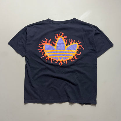 Large 90s Adidas Flame Trefoil T-shirt