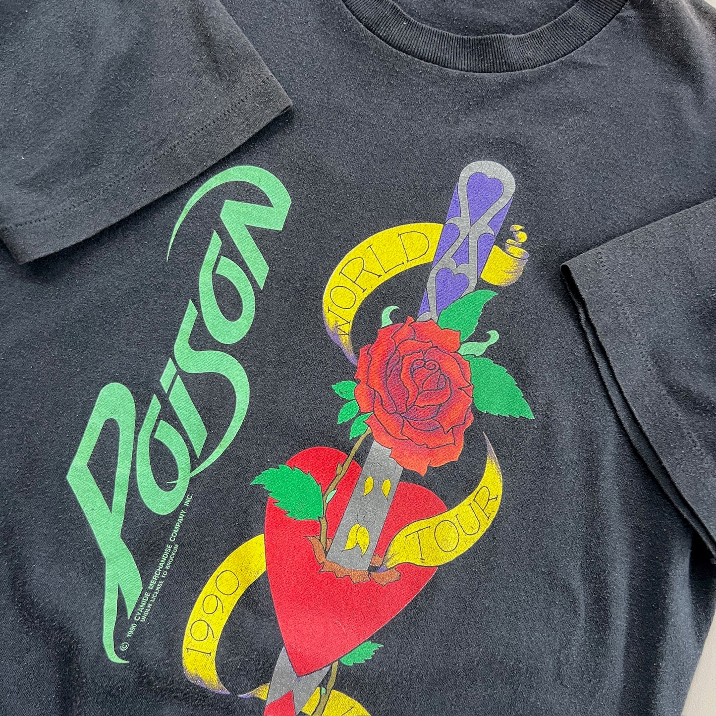 Large 1990 Poison NYE Long Beach T-shirt