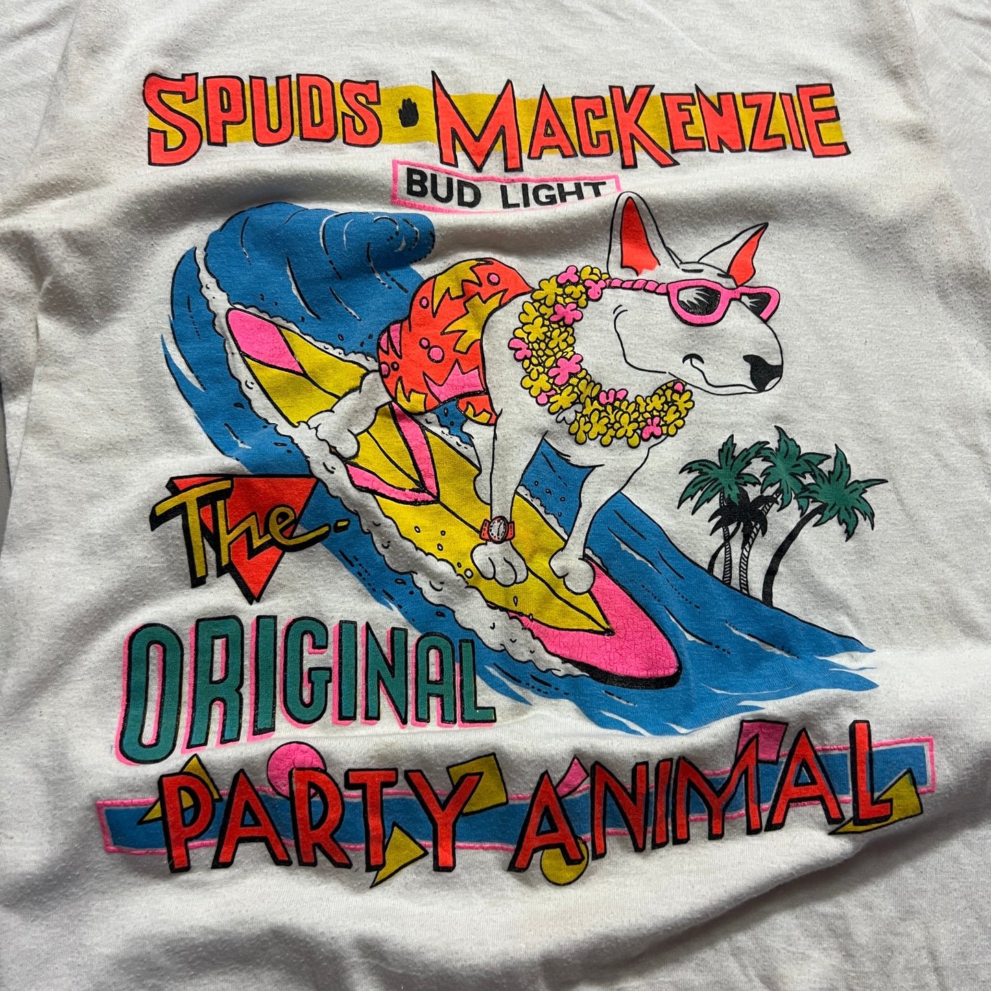 Large 1980s Spuds Mackenzie Bud Light T-shirt