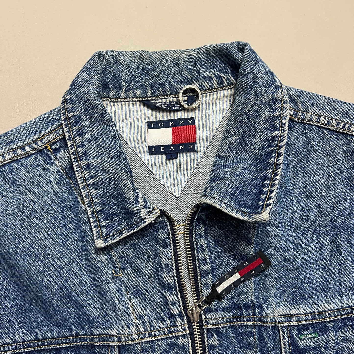 Large 1990s Tommy Hilfiger Full Zip Denim Jacket