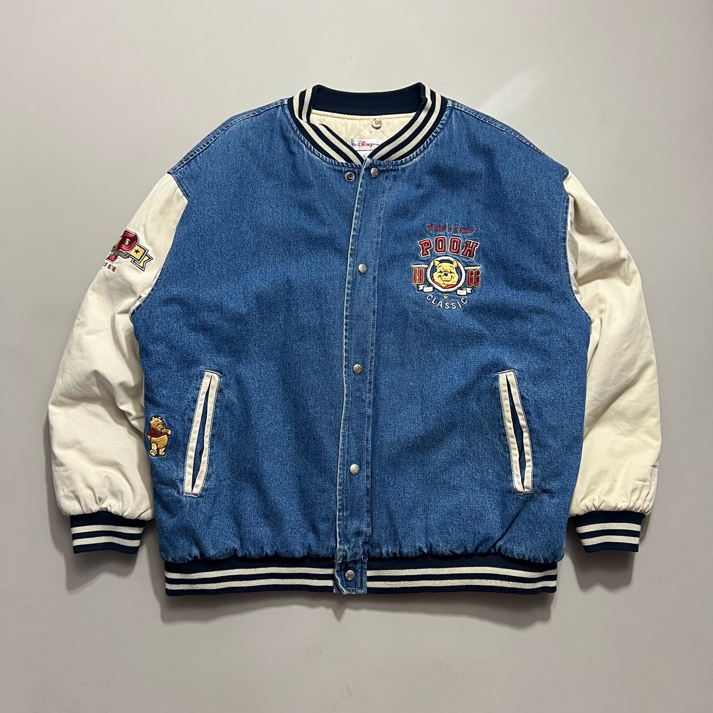 XL 2000s Winnie the Pooh Denim Varsity Jacket