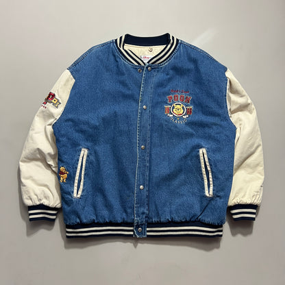 XL 2000s Winnie the Pooh Denim Varsity Jacket