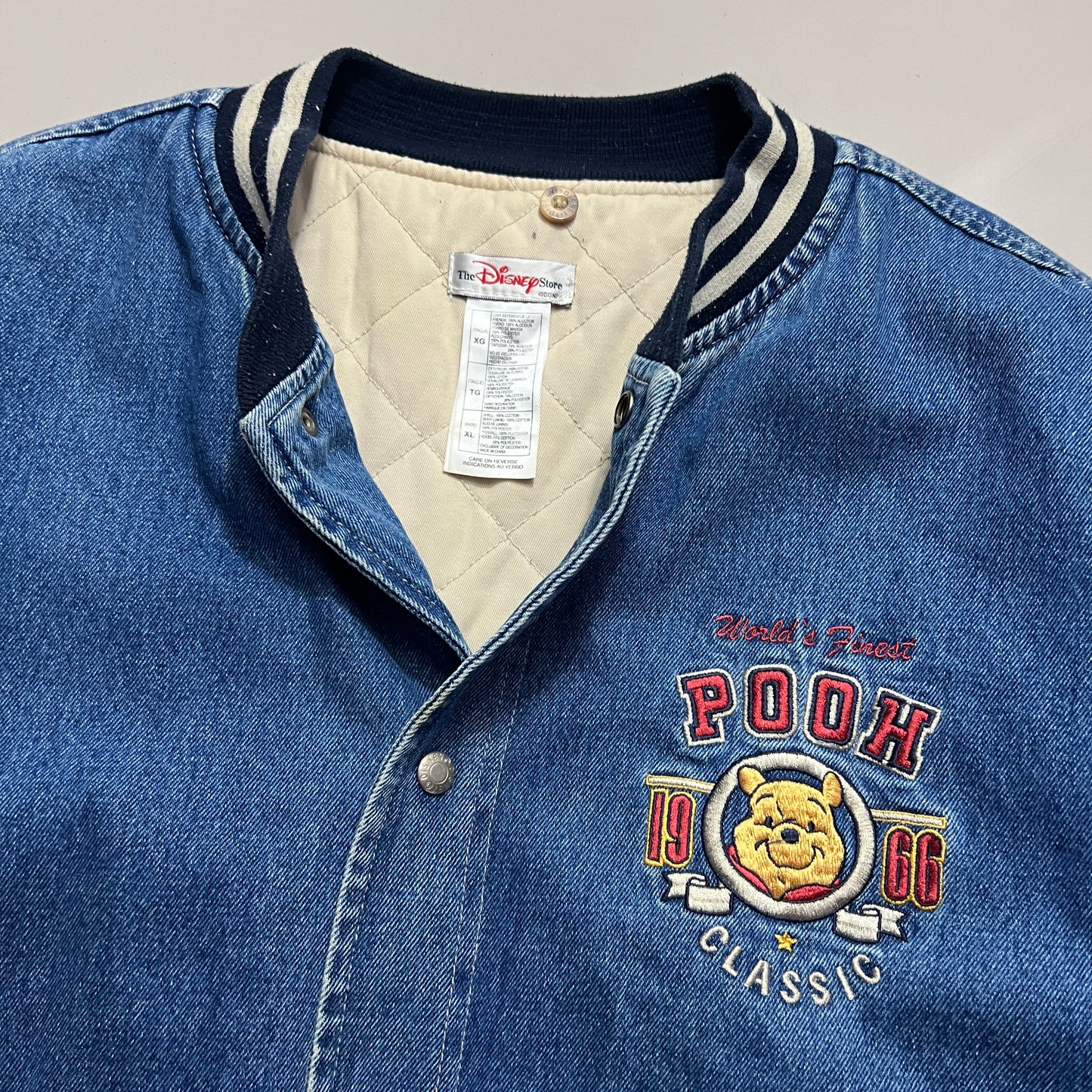 XL 2000s Winnie the Pooh Denim Varsity Jacket