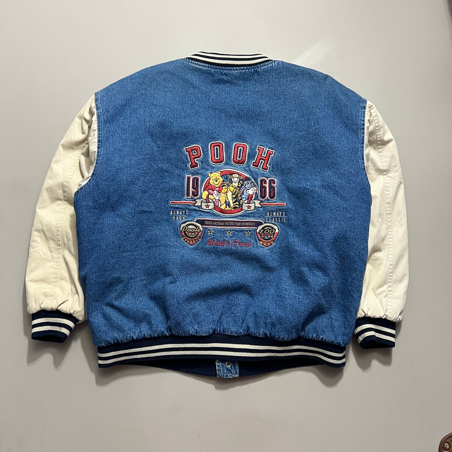 XL 2000s Winnie the Pooh Denim Varsity Jacket