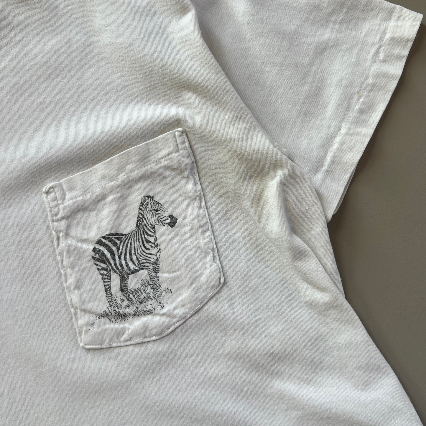 Medium 1980s Banana Republic Zebra Pocket T-shirt