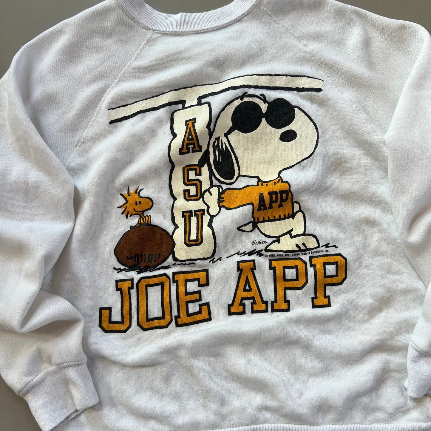 Large 1970s App State Snoopy Joe App Sweatshirt