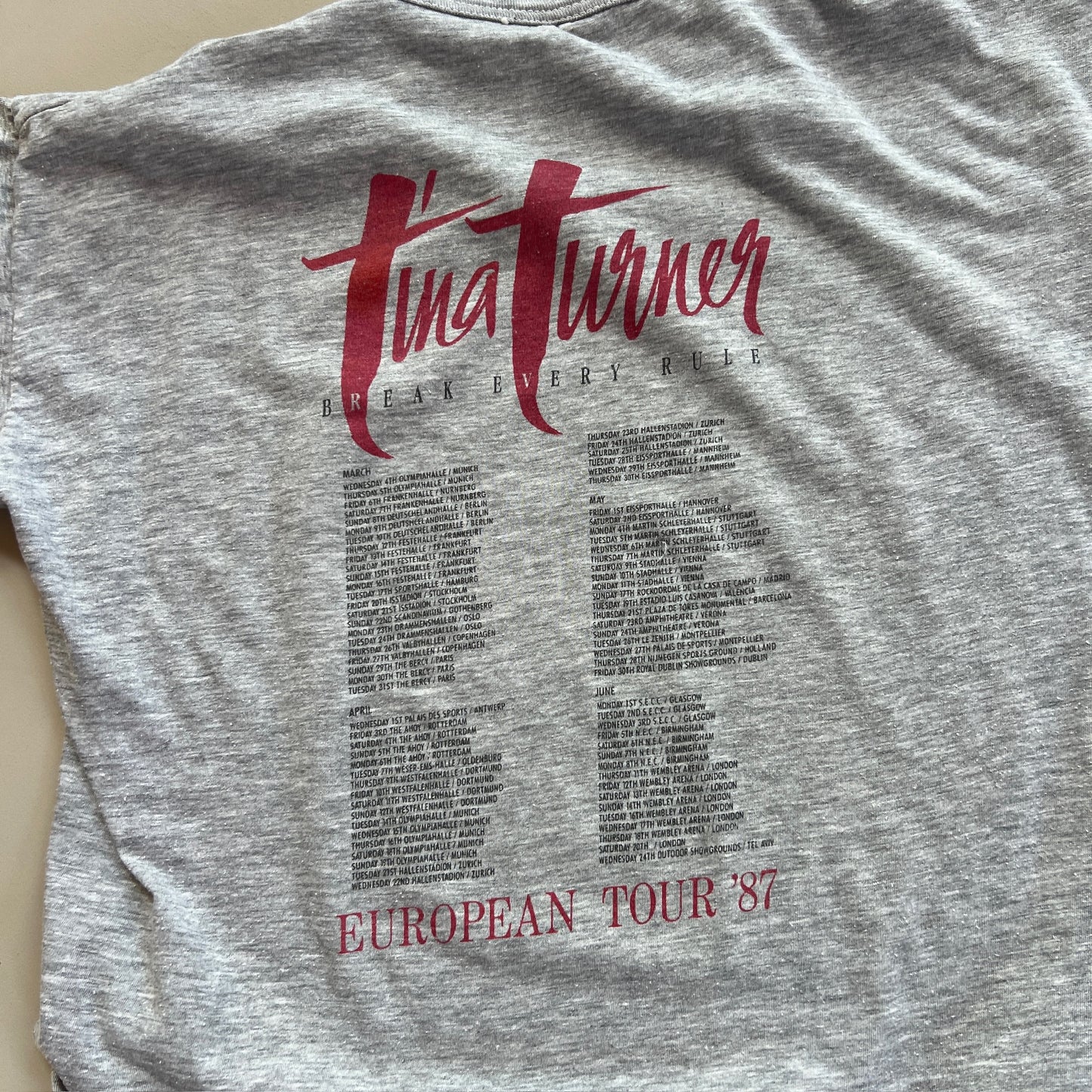 Medium 1987 Tina Turner Break Every Rule Euro Tour T-shirt