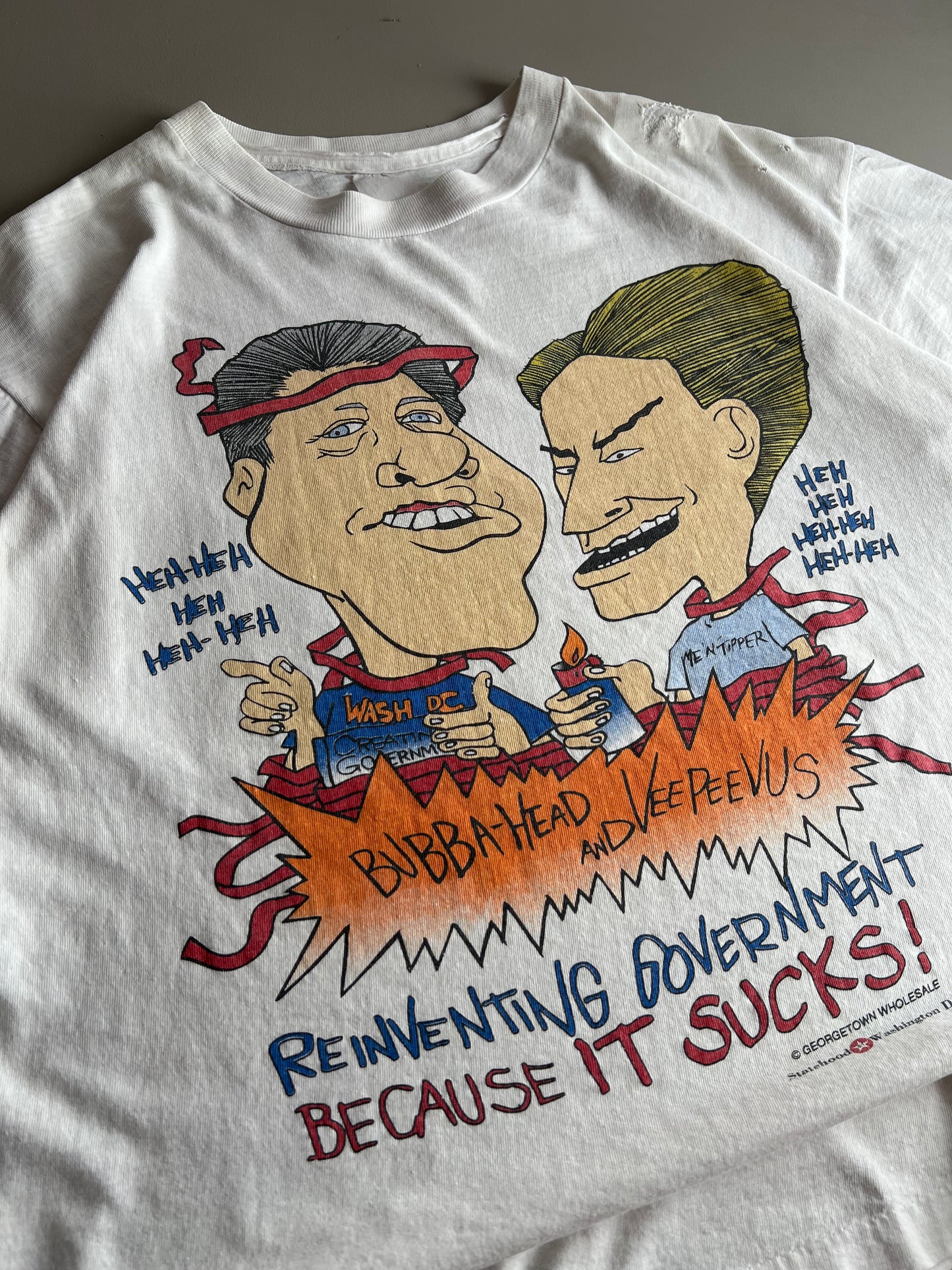 Large 90s Bubba-Head and Veepeevus Political Parody T-shirt