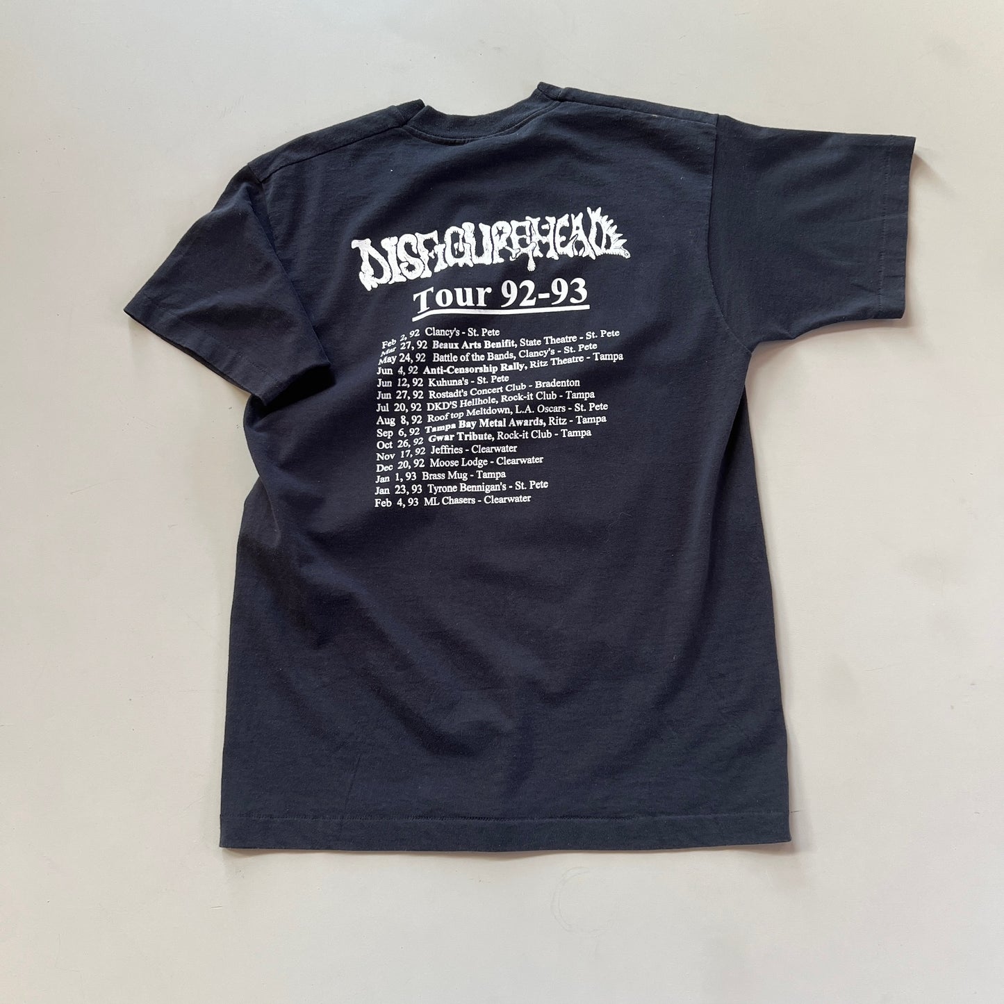 Large 1992/93 Disfigurehead Metal Tour T-shirt