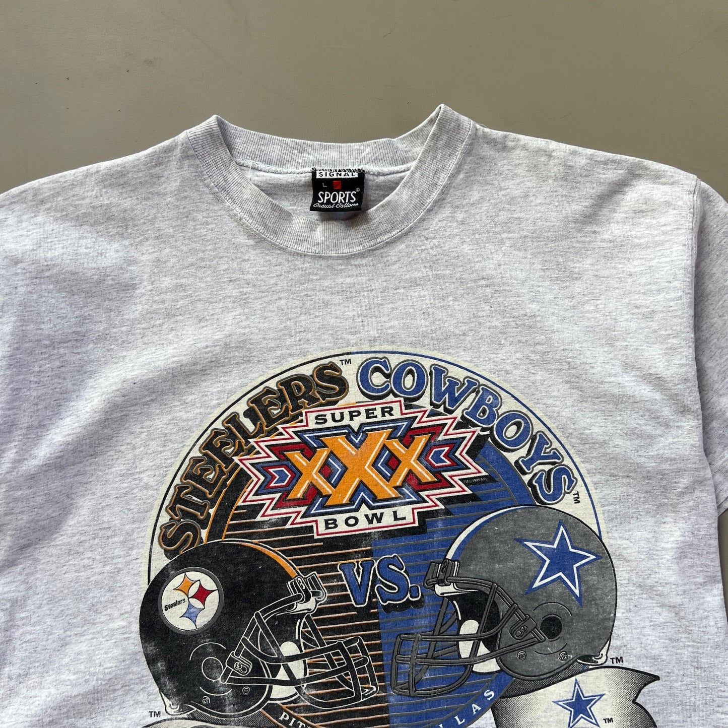 Large 1995 Super Bowl XXX Steelers Vs Cowboys T-shirt