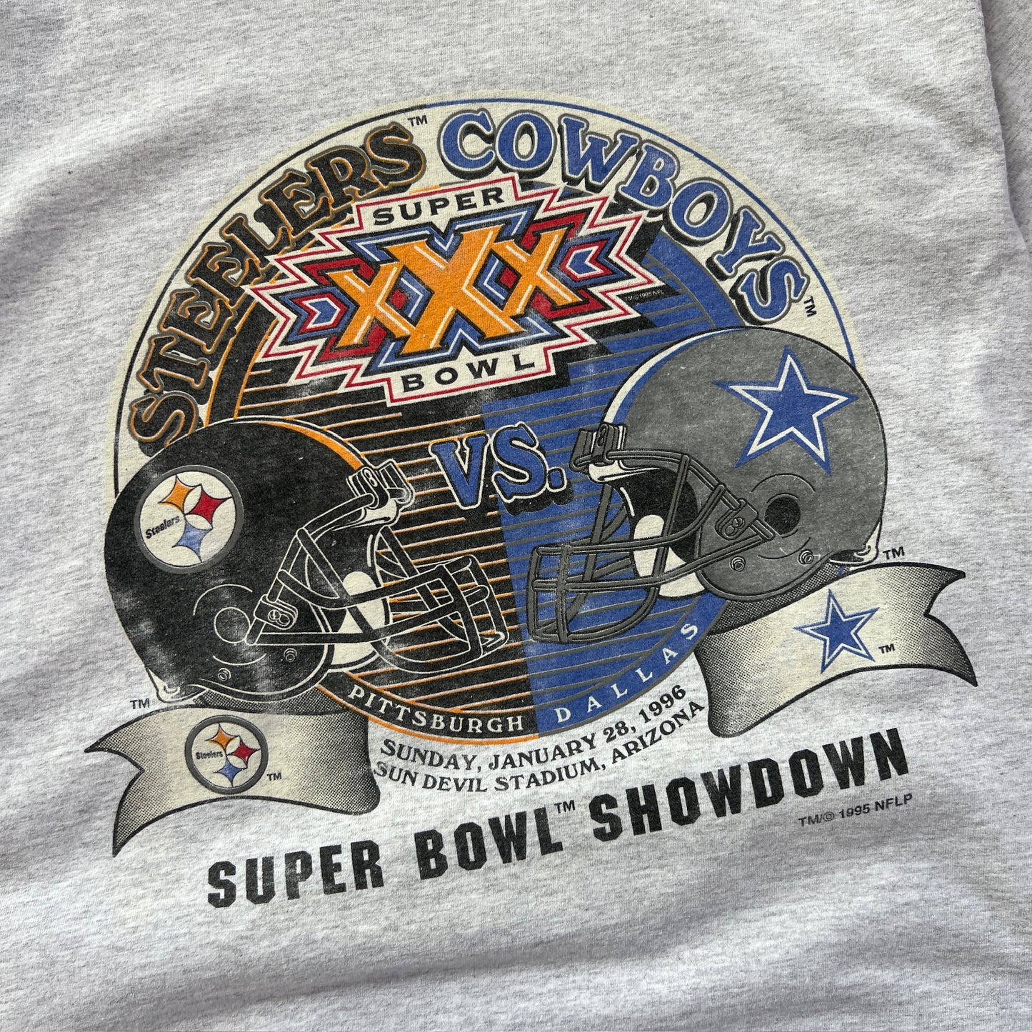 Large 1995 Super Bowl XXX Steelers Vs Cowboys T-shirt
