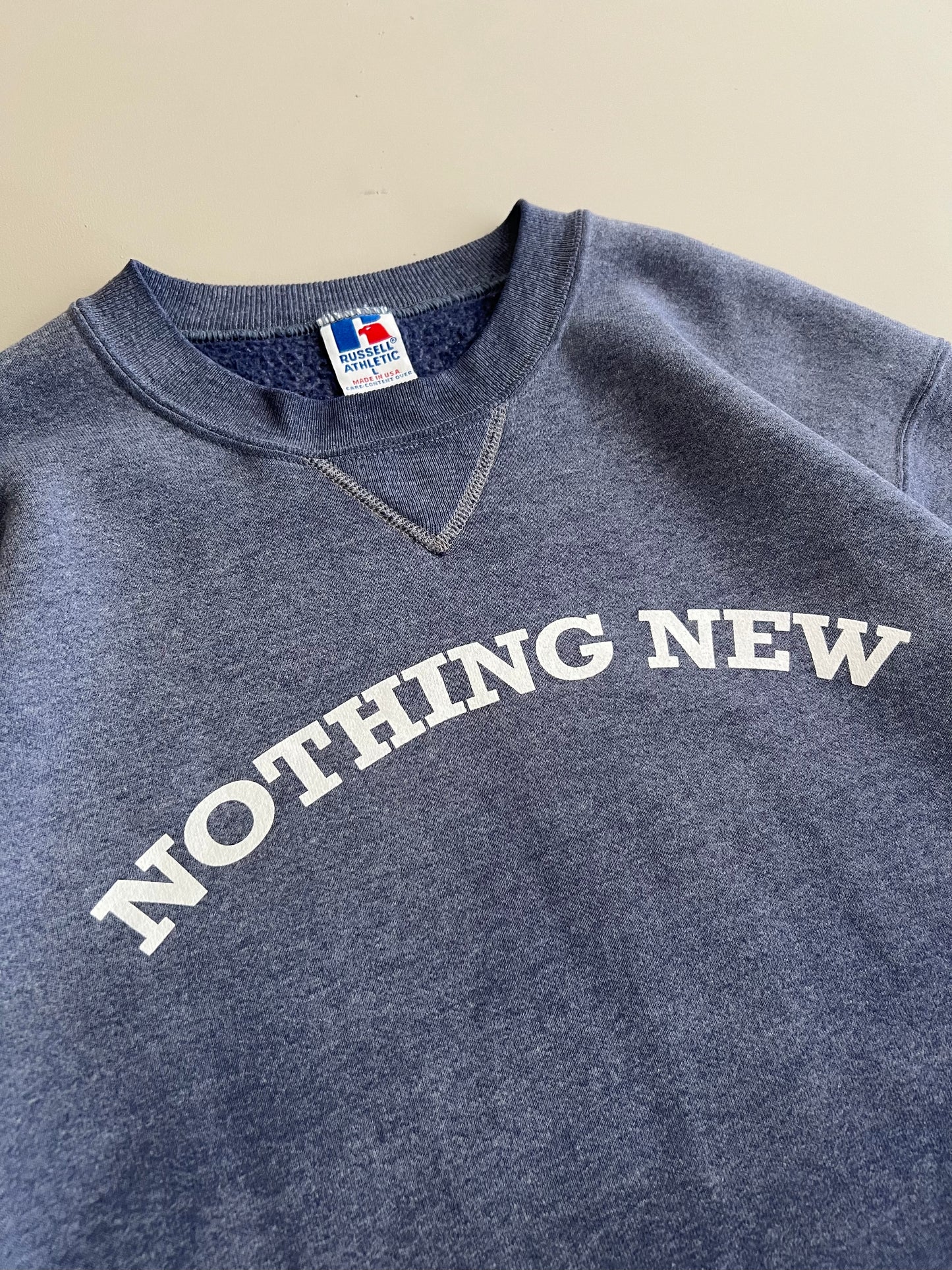 Large 90s Faded Blue Shop Merch Sweatshirt