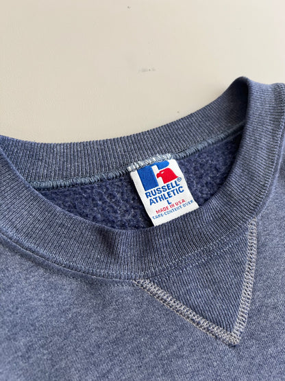 Large 90s Faded Blue Shop Merch Sweatshirt