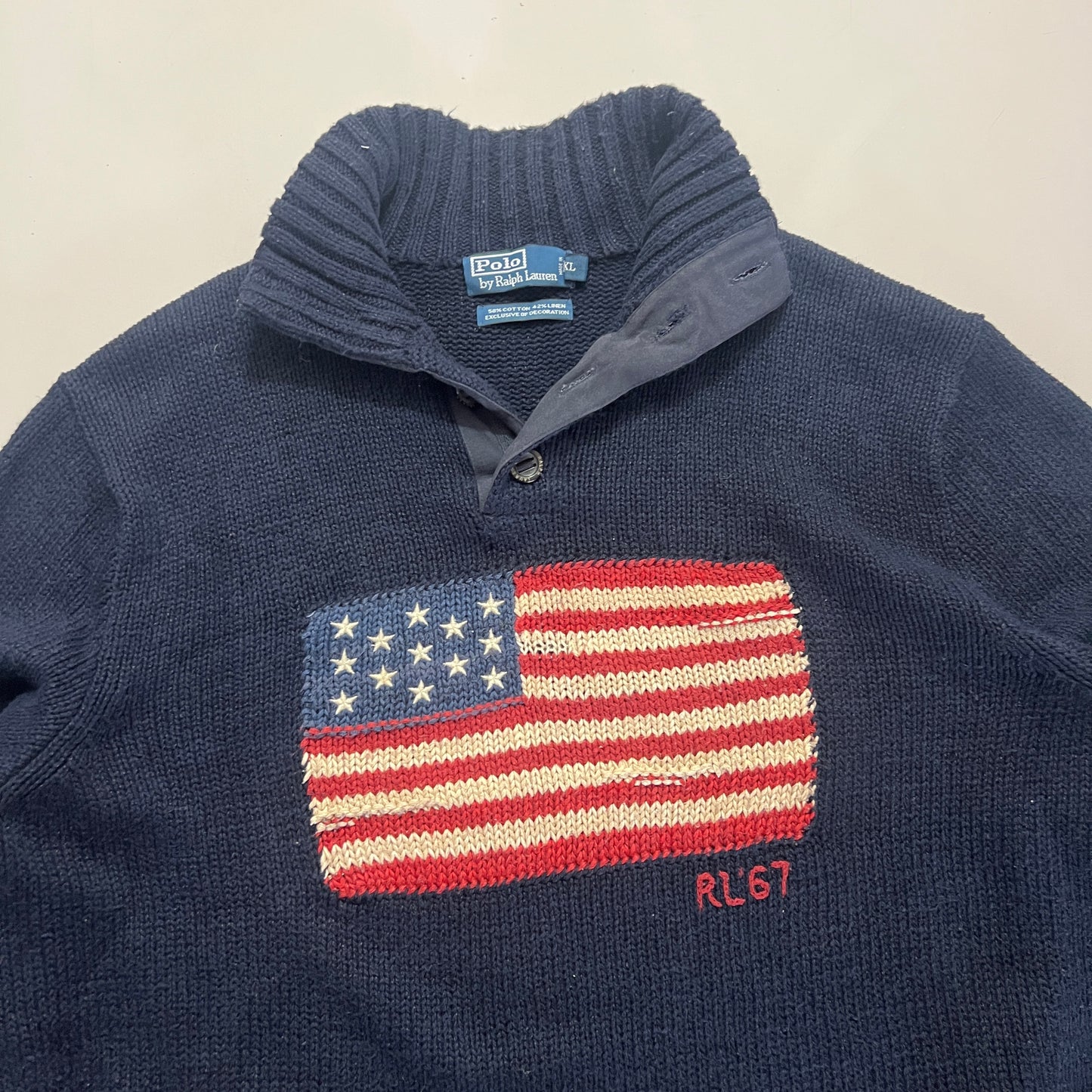XL 90s Polo Ralph Lauren American Flag Knit Sweater