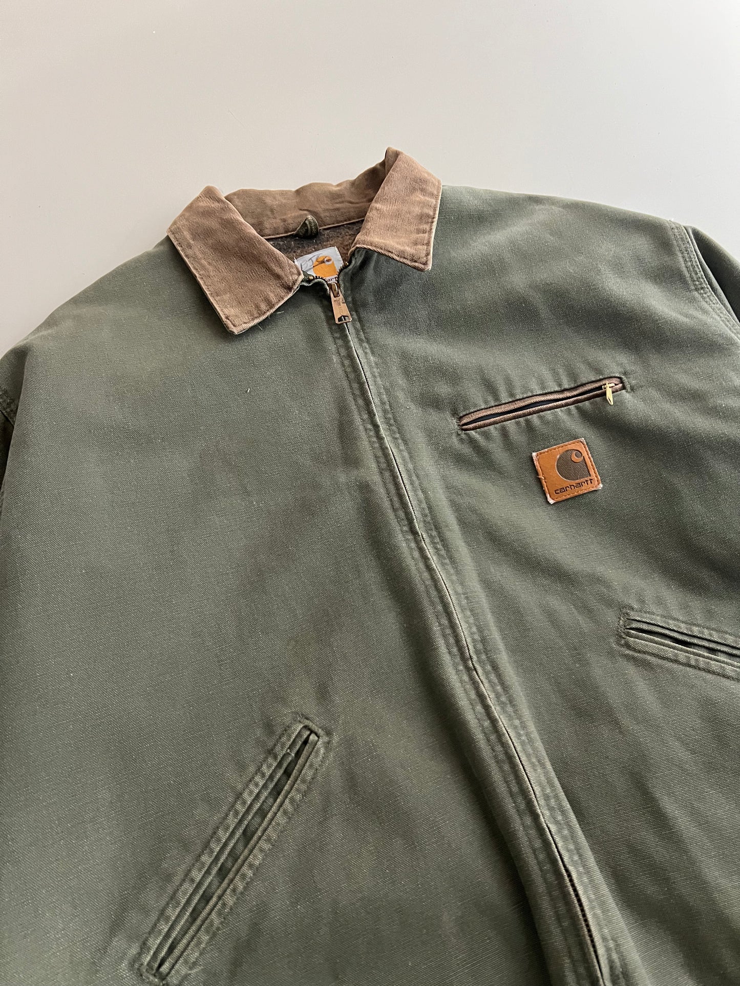 2XL 90s Olive Green Plaid Lined Carhartt Detroit Jacket