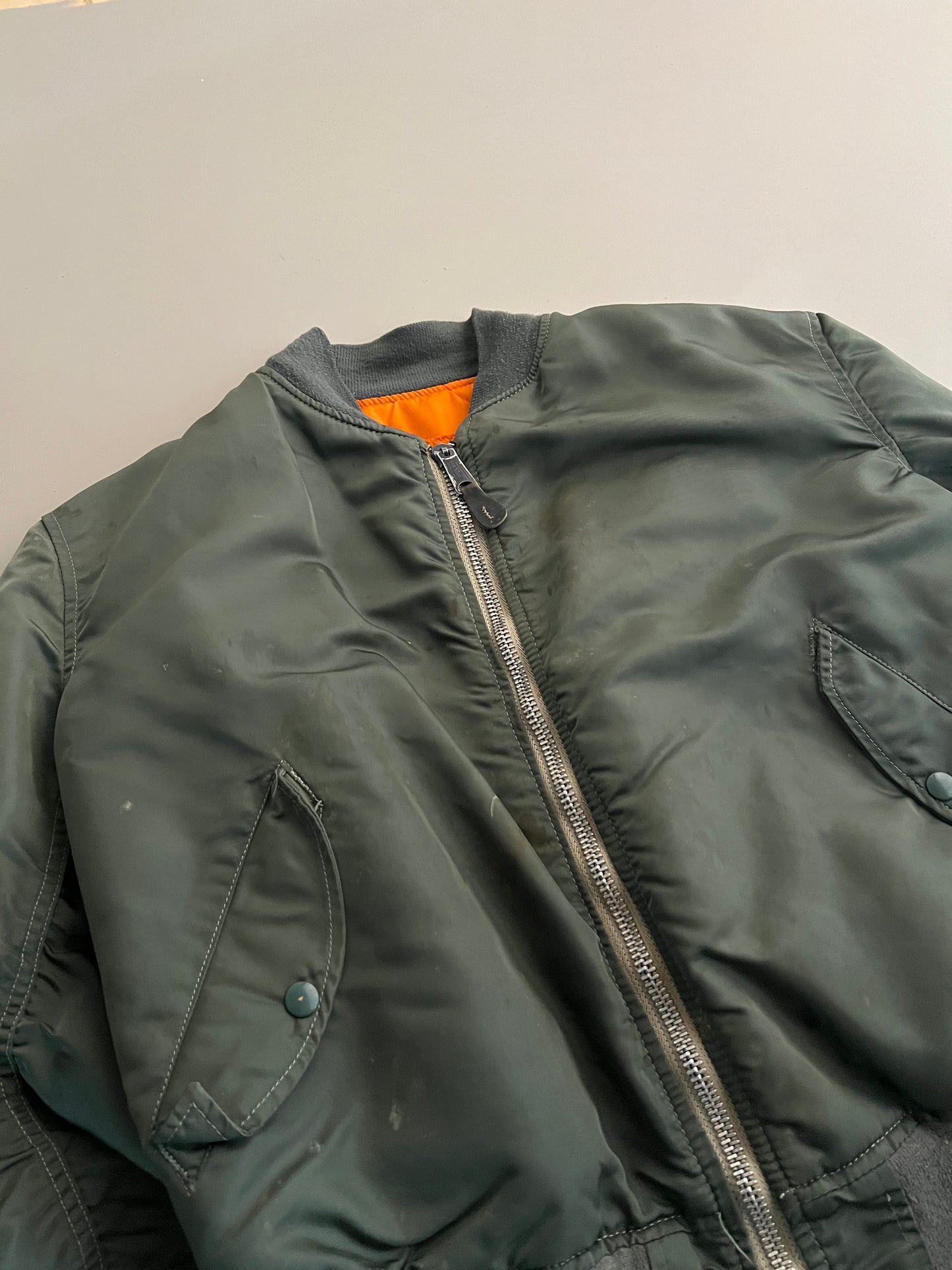 Large 80s Reversible Military Bomber Jacket