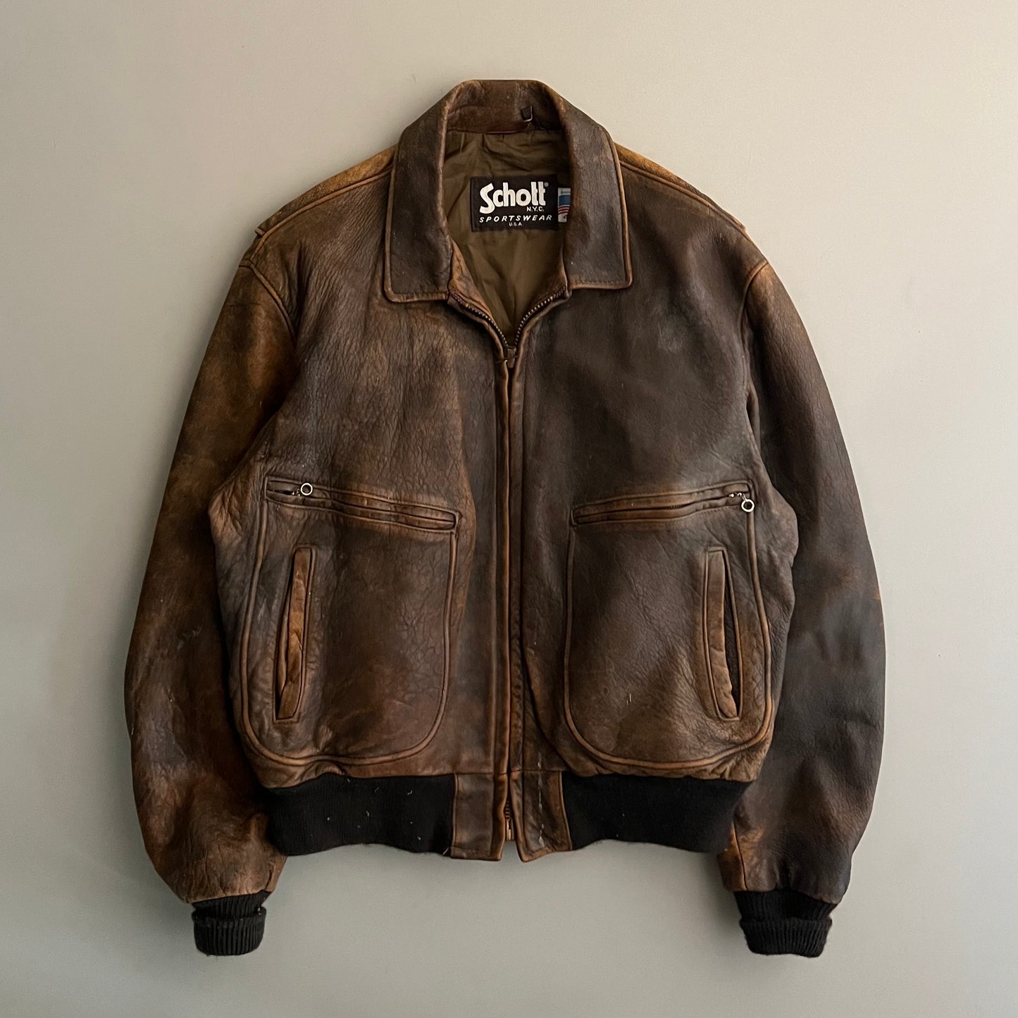 XL 70s Schott Leather Jacket