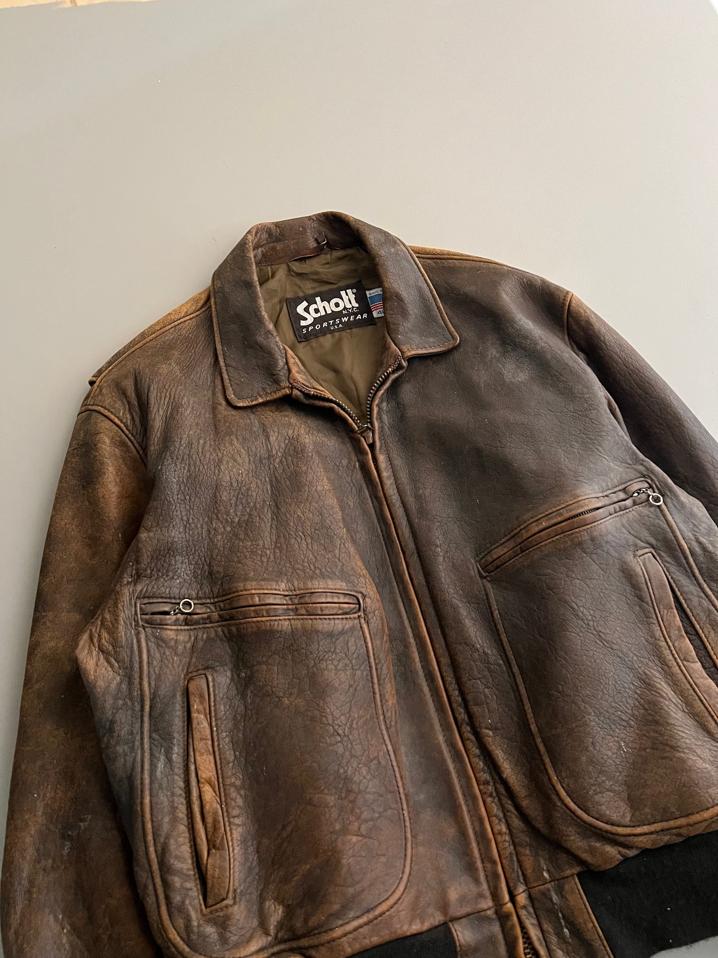 XL 70s Schott Leather Jacket