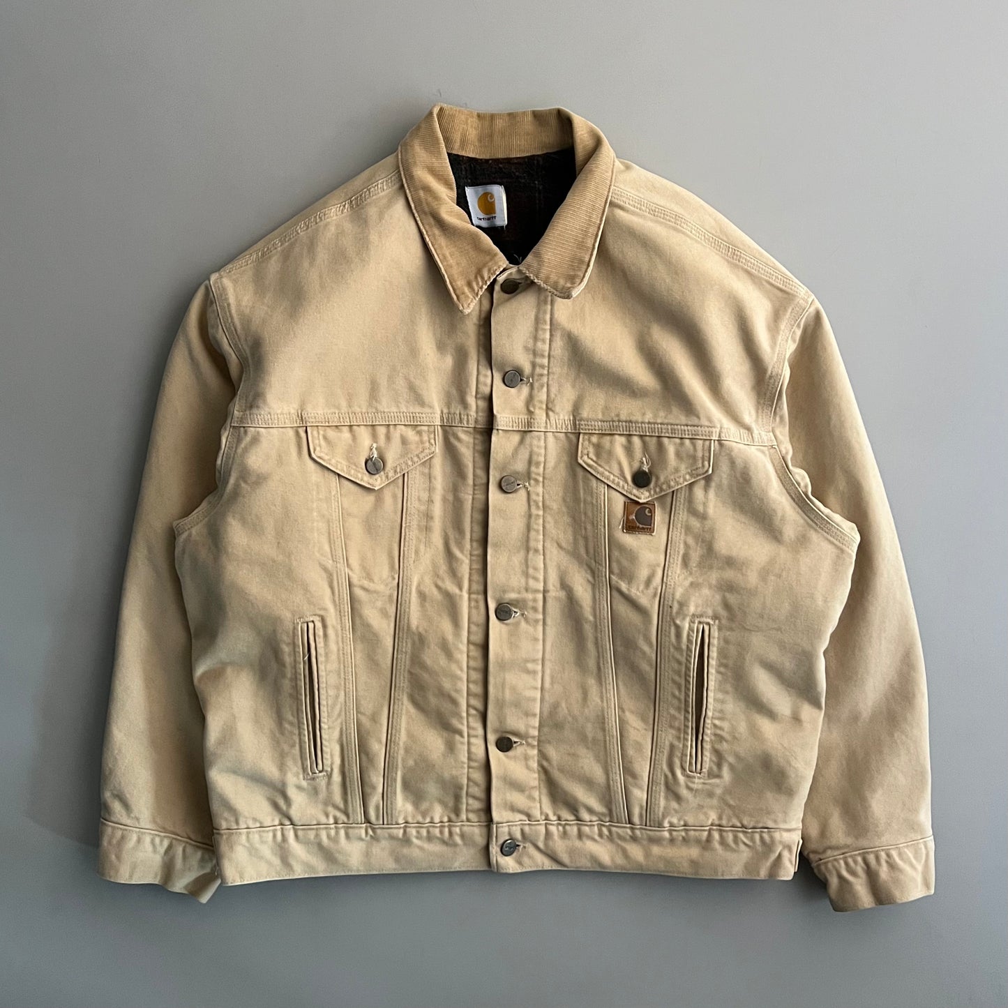 Large 90s Tan Carhartt Plaid Lined Jacket
