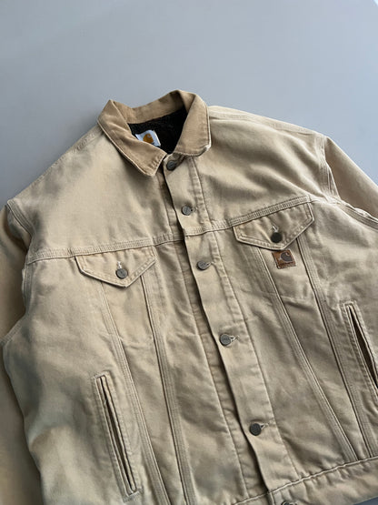 Large 90s Tan Carhartt Plaid Lined Jacket