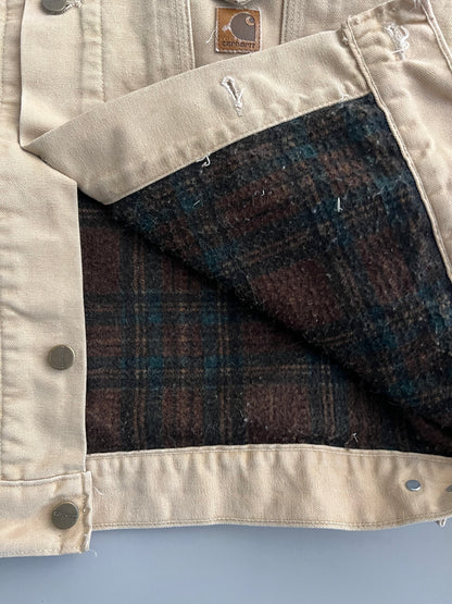 Large 90s Tan Carhartt Plaid Lined Jacket