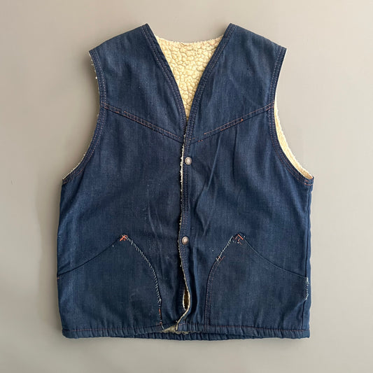 Small 90s Sherpa Lined Denim Vest