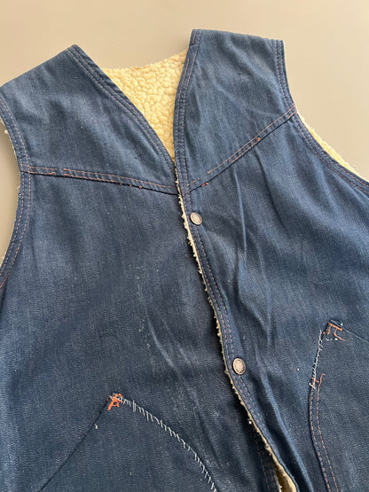 Small 90s Sherpa Lined Denim Vest