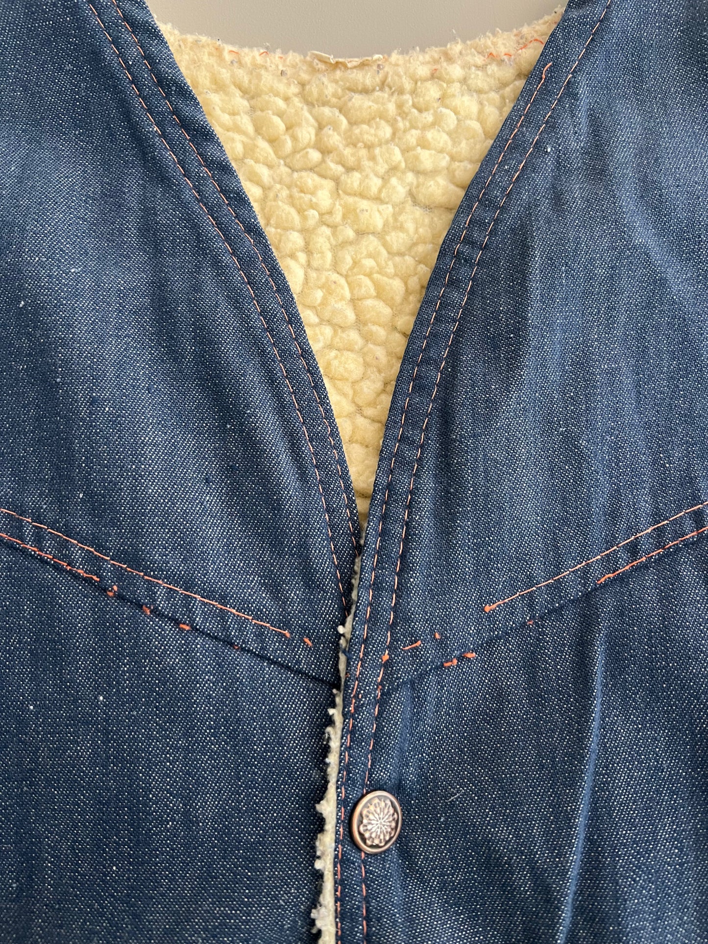 Small 90s Sherpa Lined Denim Vest