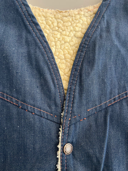 Small 90s Sherpa Lined Denim Vest