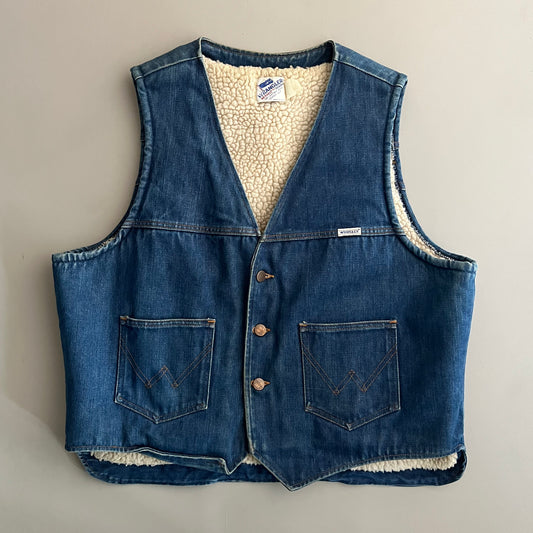 Large 80s Wrangler Denim Lined Vest