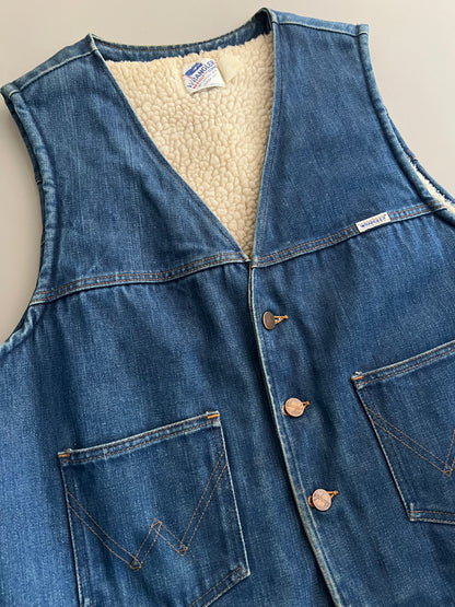 Large 80s Wrangler Denim Lined Vest