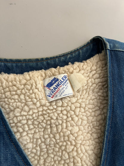 Large 80s Wrangler Denim Lined Vest