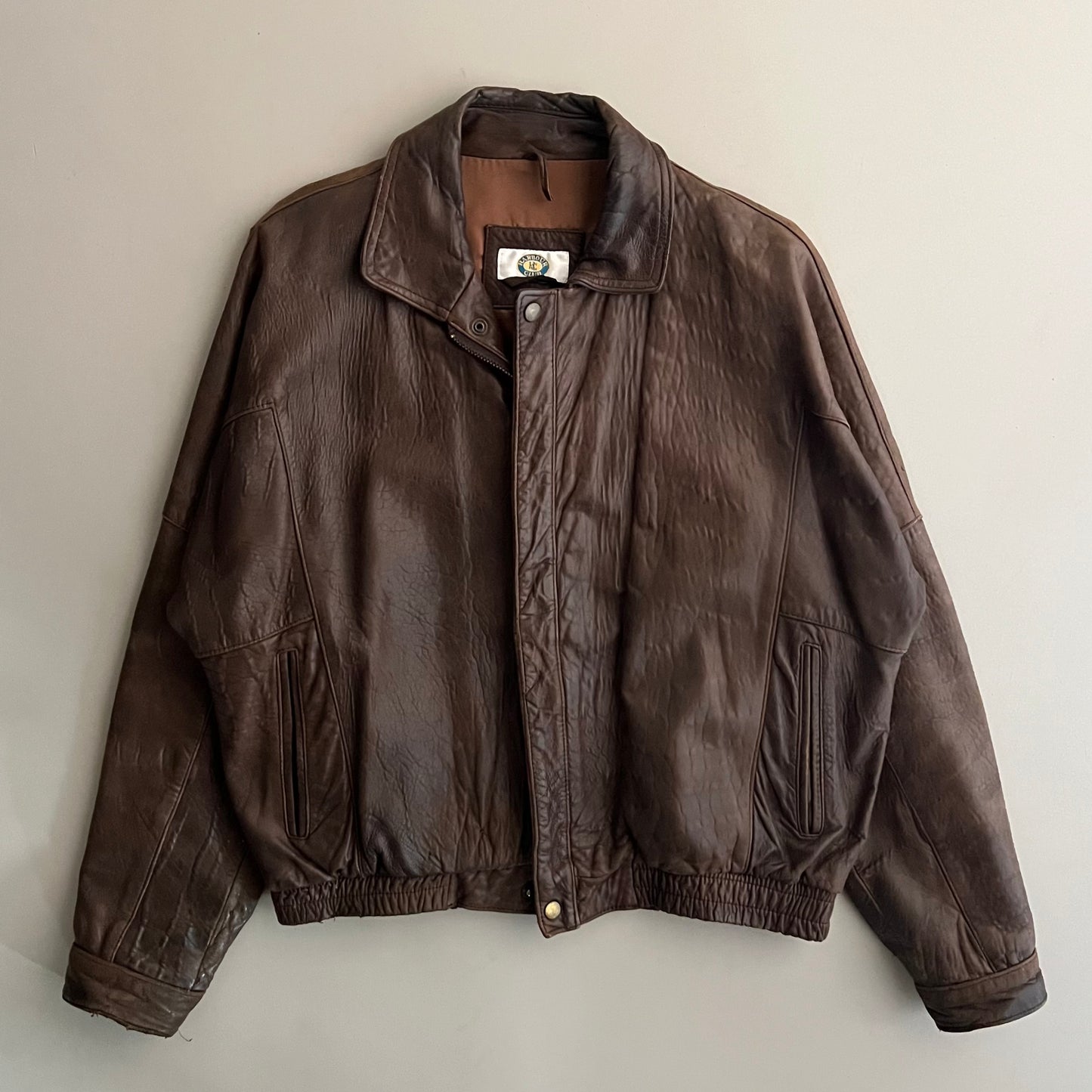 Large 90s Harbour Club Leather Jacket
