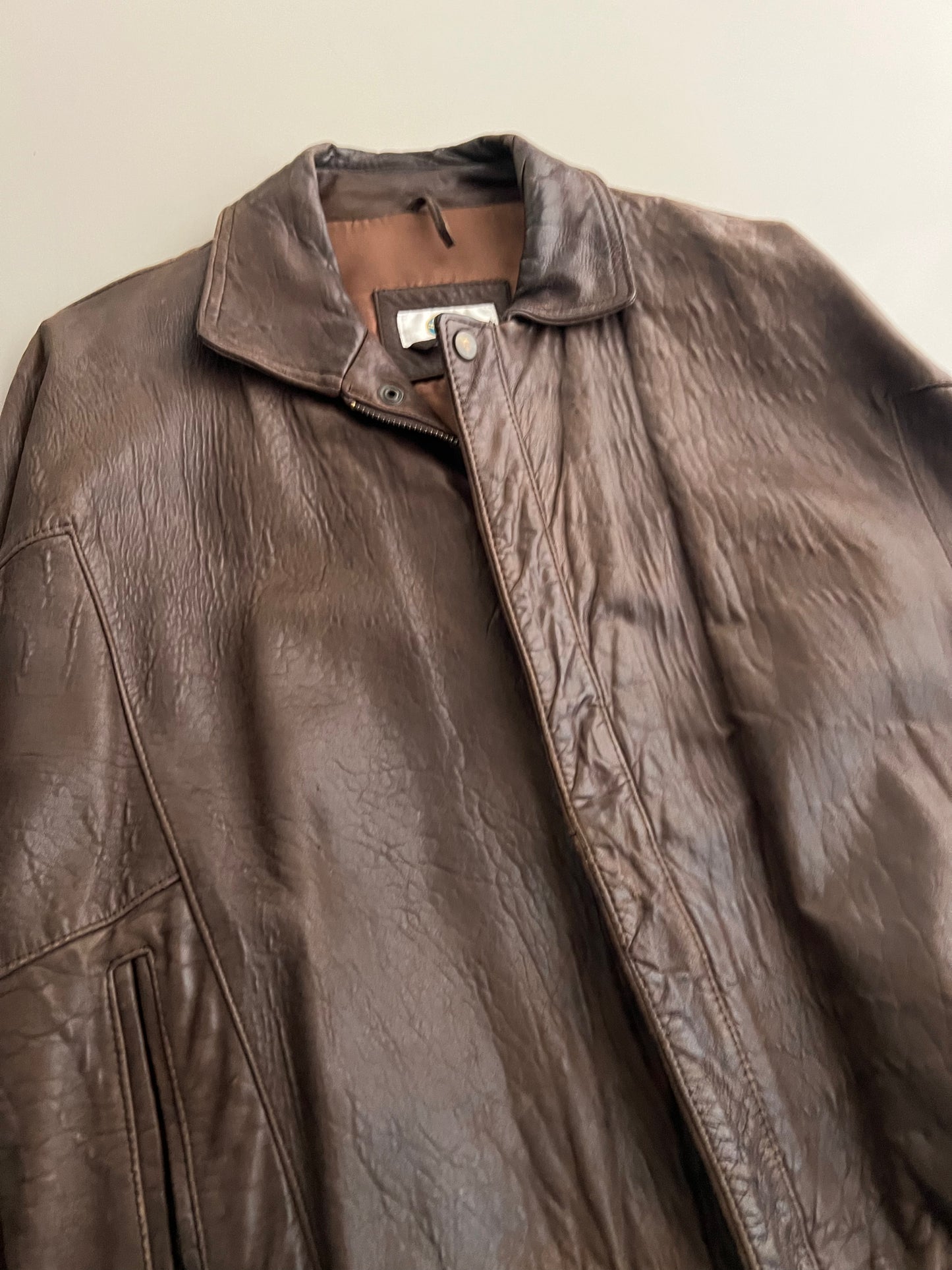 Large 90s Harbour Club Leather Jacket