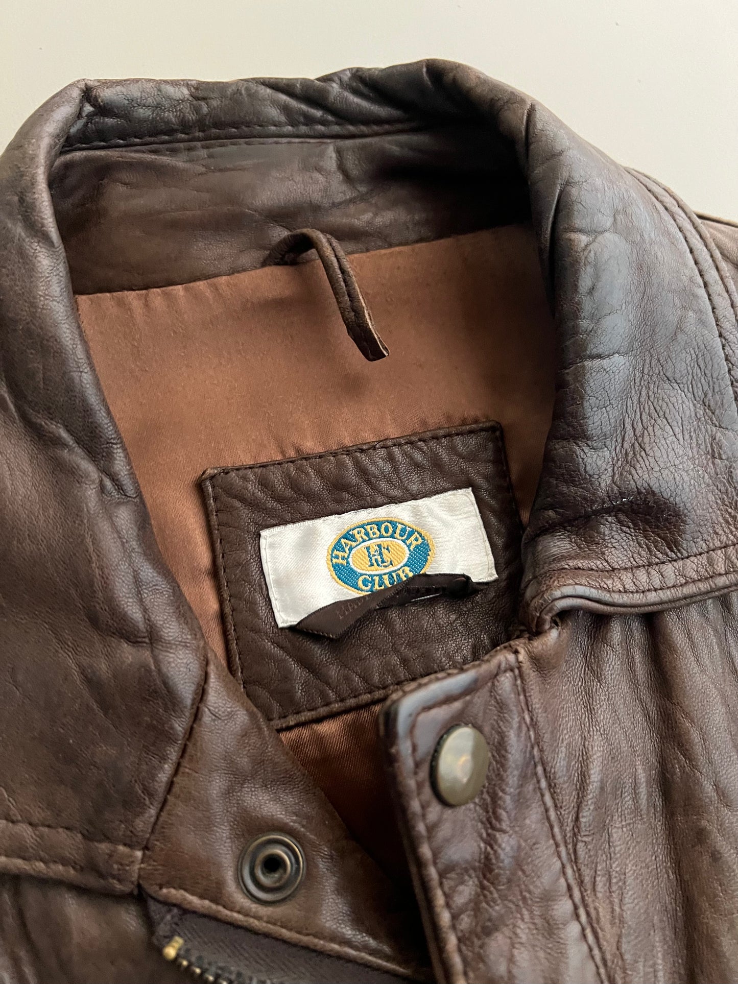 Large 90s Harbour Club Leather Jacket