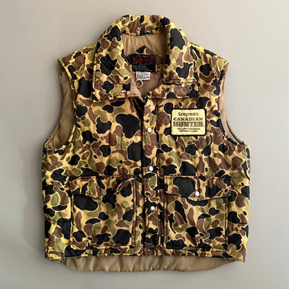 Large 80s Seagram's Canadian Hunter Duck Camo Vest