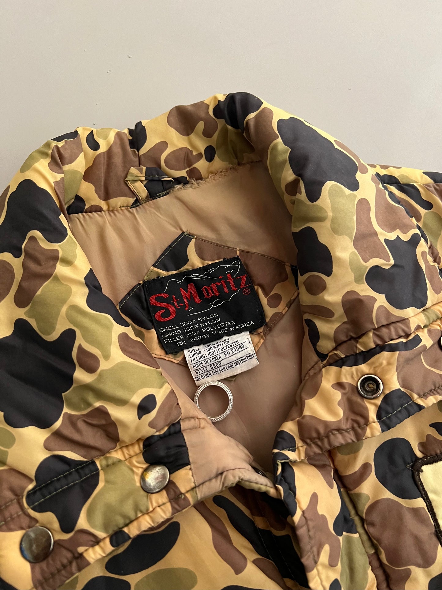 Large 80s Seagram's Canadian Hunter Duck Camo Vest