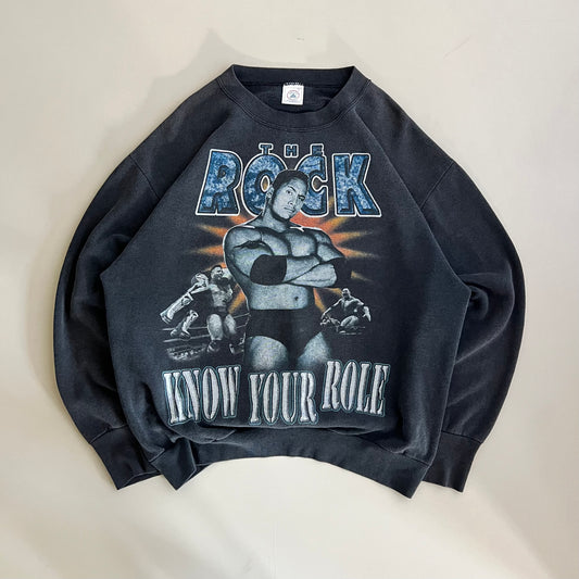 Large 90s The Rock WWF Know Your Role Sweatshirt