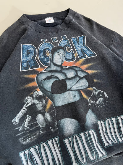 Large 90s The Rock WWF Know Your Role Sweatshirt