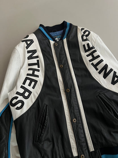 Large 90s Carolina Panthers Carl Banks Leather Jacket