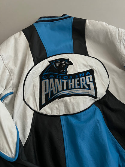 Large 90s Carolina Panthers Carl Banks Leather Jacket