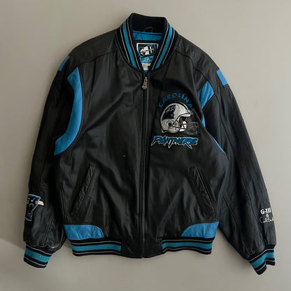 Large 90's Carl Banks Carolina Panthers Leather Jacket