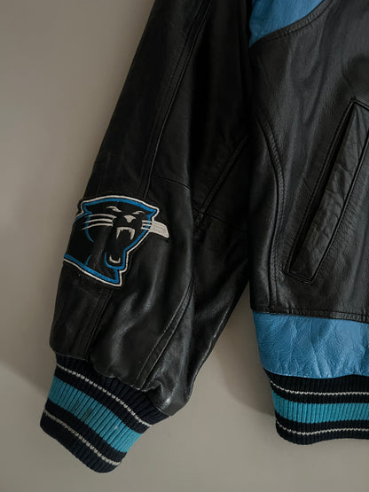 Large 90's Carl Banks Carolina Panthers Leather Jacket