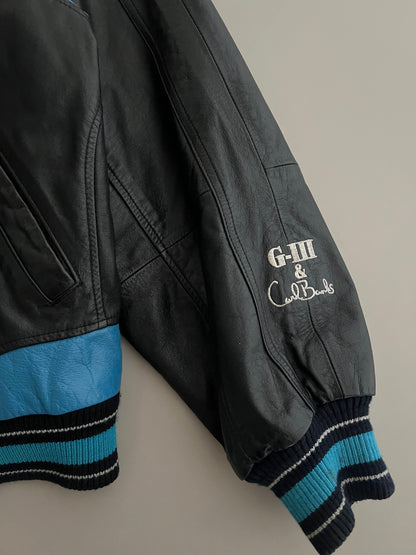 Large 90's Carl Banks Carolina Panthers Leather Jacket