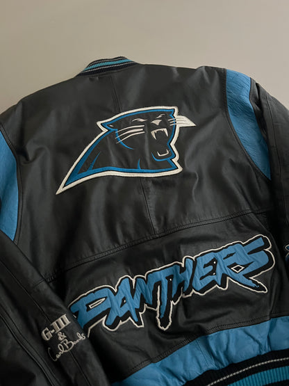 Large 90's Carl Banks Carolina Panthers Leather Jacket