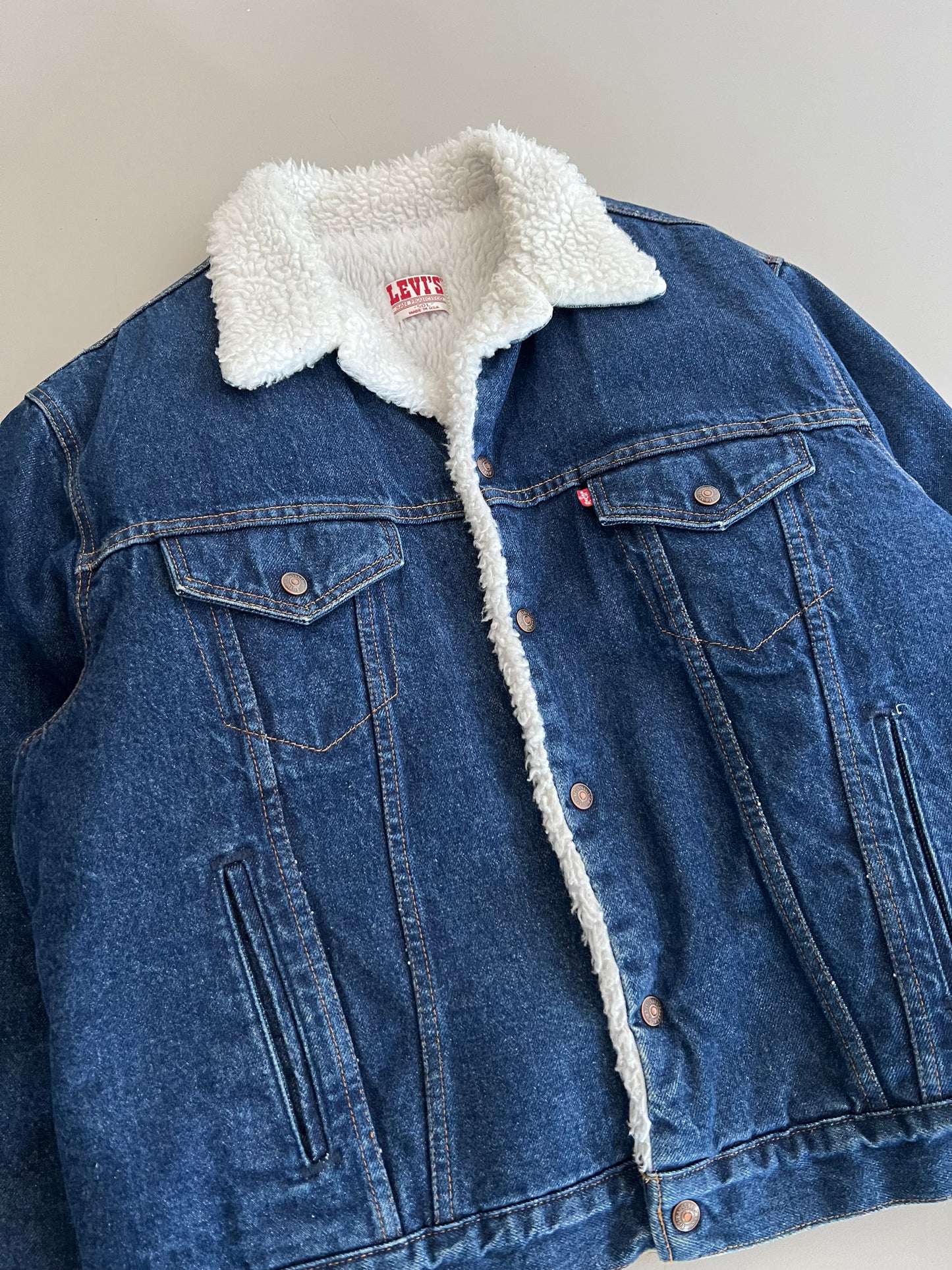 Large 80s Levi's Denim Sherpa Jacket