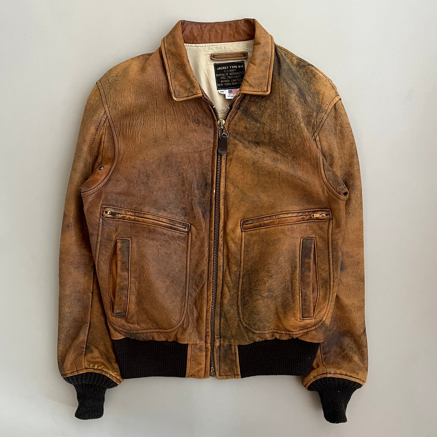 Large 80s Avirex Type G-2 Leather Jacket